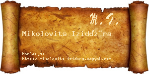 Mikolovits Izidóra névjegykártya